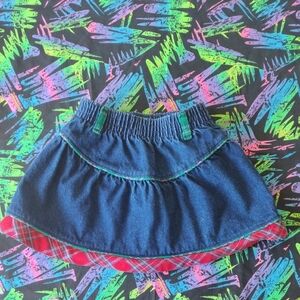 VTG Osh Kosh Plaid Trimmed Denim Skirt